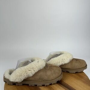 Womens Ugg Coquette Chestnut Shearling Lined Slip On Flat Slippers Shoes Size 11